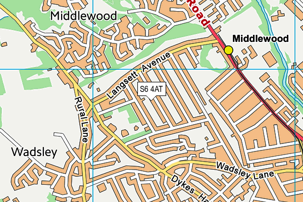 S6 4AT map - OS VectorMap District (Ordnance Survey)