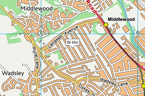 S6 4AU map - OS VectorMap District (Ordnance Survey)