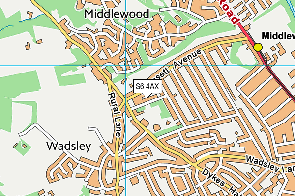 S6 4AX map - OS VectorMap District (Ordnance Survey)