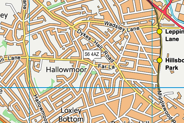 S6 4AZ map - OS VectorMap District (Ordnance Survey)