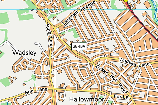 S6 4BA map - OS VectorMap District (Ordnance Survey)