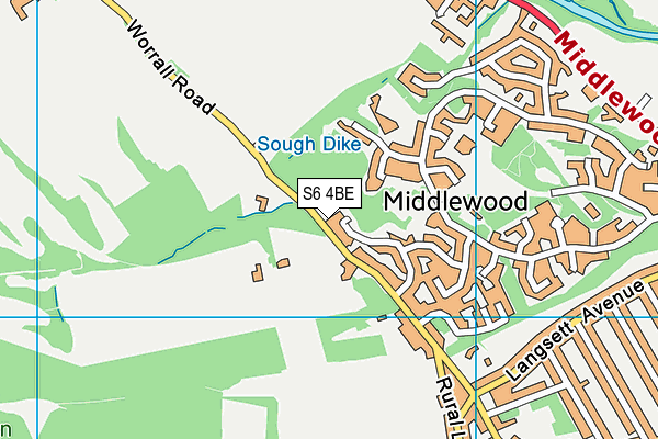 Hillsborough Golf Club map (S6 4BE) - OS VectorMap District (Ordnance Survey)