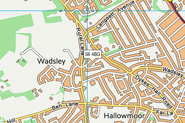 S6 4BG map - OS VectorMap District (Ordnance Survey)