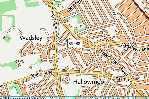 S6 4BS map - OS VectorMap District (Ordnance Survey)
