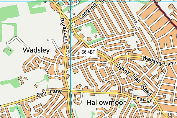 S6 4BT map - OS VectorMap District (Ordnance Survey)