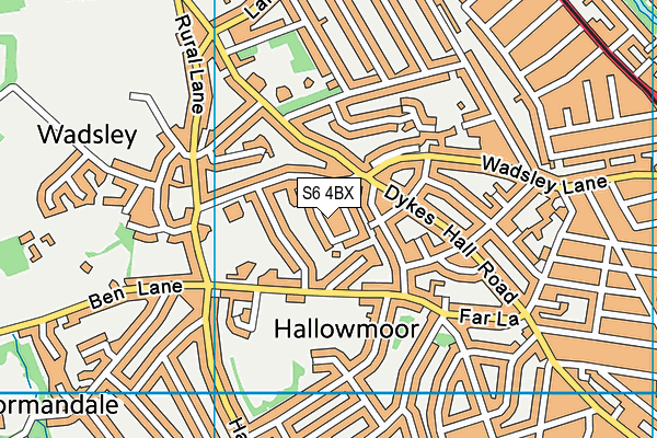 S6 4BX map - OS VectorMap District (Ordnance Survey)