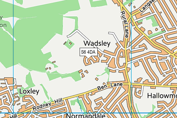 S6 4DA map - OS VectorMap District (Ordnance Survey)