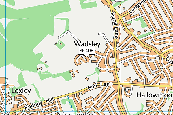 S6 4DB map - OS VectorMap District (Ordnance Survey)