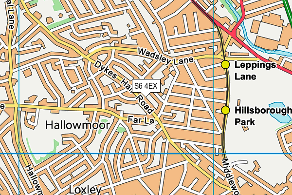 S6 4EX map - OS VectorMap District (Ordnance Survey)