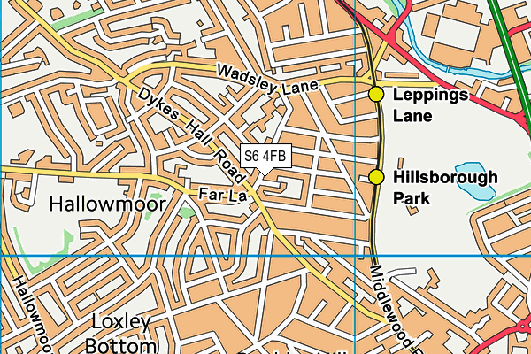 S6 4FB map - OS VectorMap District (Ordnance Survey)