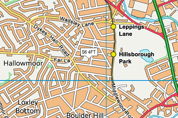 S6 4FT map - OS VectorMap District (Ordnance Survey)