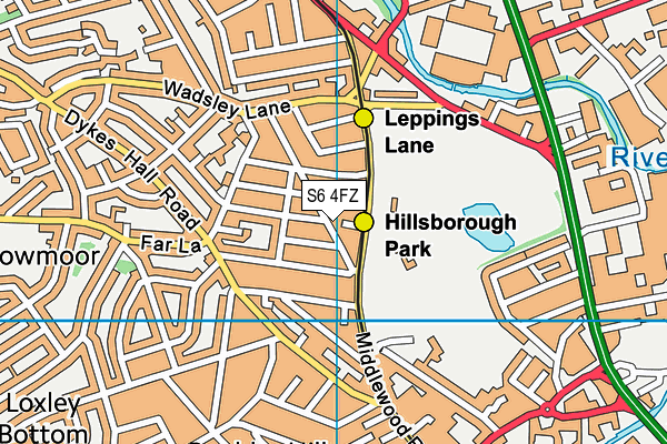 S6 4FZ map - OS VectorMap District (Ordnance Survey)