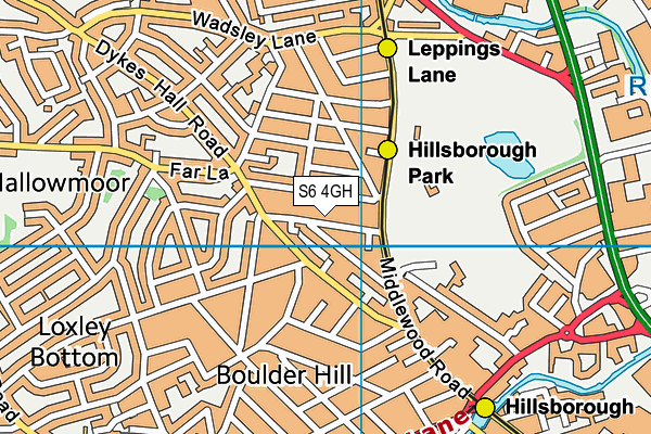 S6 4GH map - OS VectorMap District (Ordnance Survey)