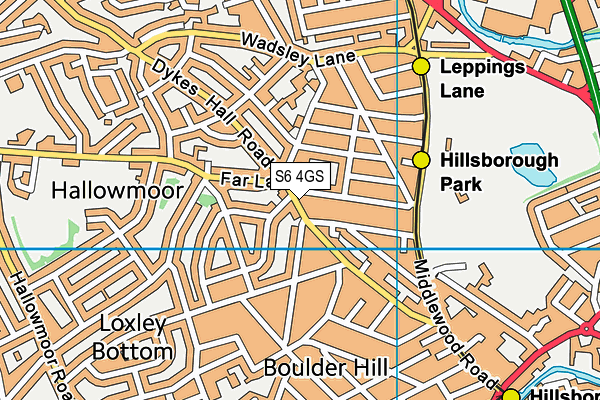 S6 4GS map - OS VectorMap District (Ordnance Survey)