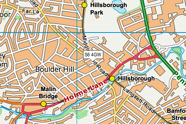 S6 4GW map - OS VectorMap District (Ordnance Survey)