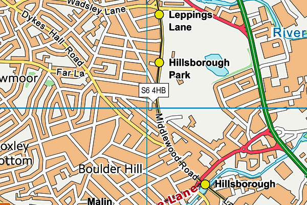 S6 4HB map - OS VectorMap District (Ordnance Survey)