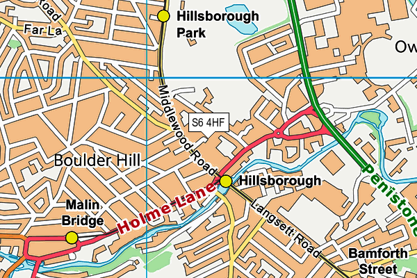 S6 4HF map - OS VectorMap District (Ordnance Survey)