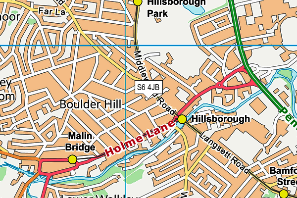 S6 4JB map - OS VectorMap District (Ordnance Survey)