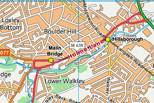 S6 4JW map - OS VectorMap District (Ordnance Survey)