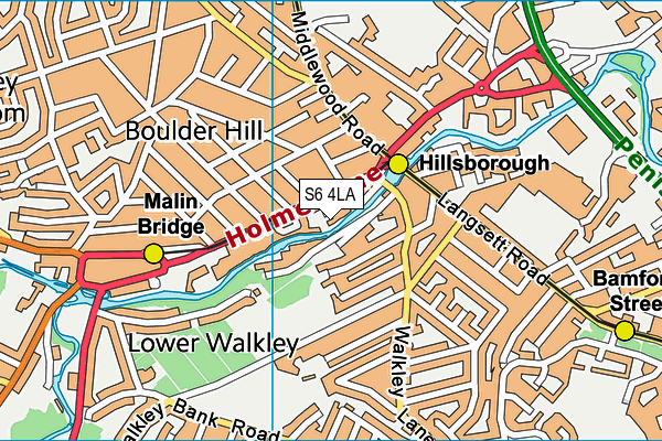 S6 4LA map - OS VectorMap District (Ordnance Survey)