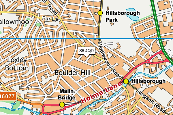 S6 4QD map - OS VectorMap District (Ordnance Survey)