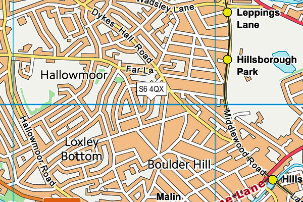 S6 4QX map - OS VectorMap District (Ordnance Survey)