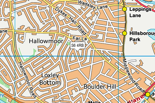 S6 4RB map - OS VectorMap District (Ordnance Survey)