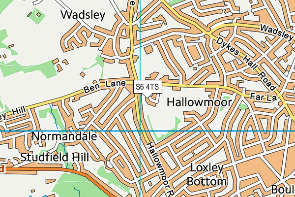 S6 4TS map - OS VectorMap District (Ordnance Survey)