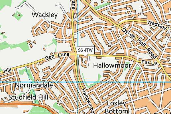 S6 4TW map - OS VectorMap District (Ordnance Survey)