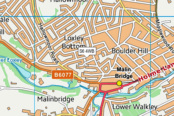 S6 4WB map - OS VectorMap District (Ordnance Survey)