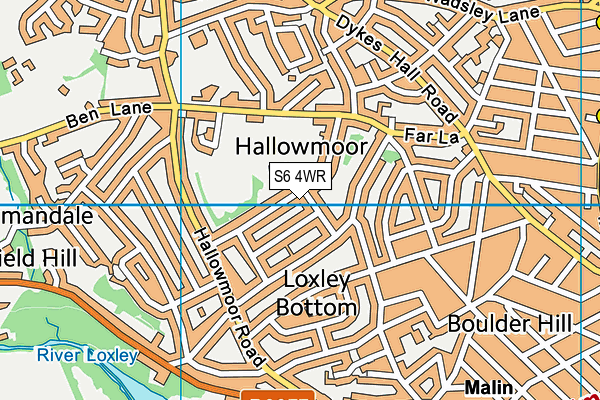 S6 4WR map - OS VectorMap District (Ordnance Survey)