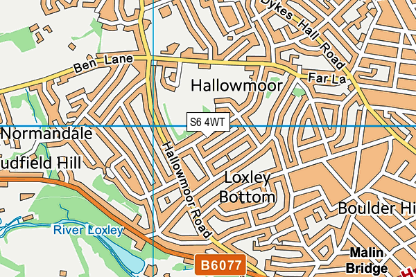 S6 4WT map - OS VectorMap District (Ordnance Survey)