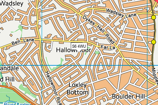 S6 4WU map - OS VectorMap District (Ordnance Survey)