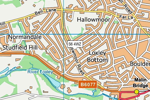 S6 4WZ map - OS VectorMap District (Ordnance Survey)