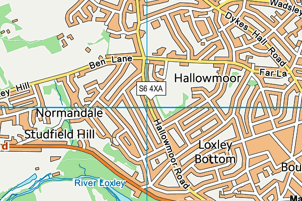 S6 4XA map - OS VectorMap District (Ordnance Survey)