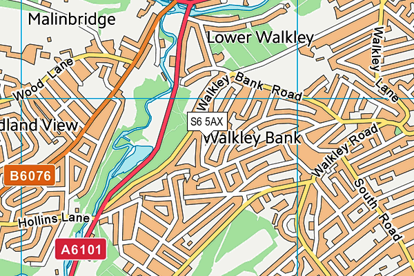 S6 5AX map - OS VectorMap District (Ordnance Survey)