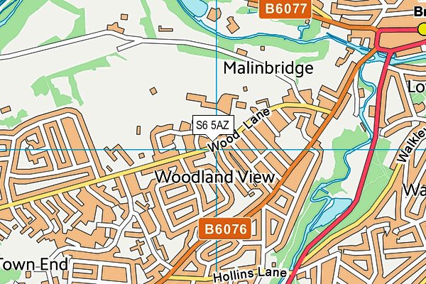 S6 5AZ map - OS VectorMap District (Ordnance Survey)