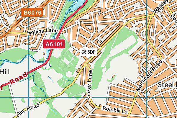 S6 5DF map - OS VectorMap District (Ordnance Survey)