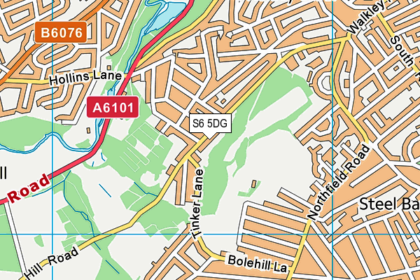 S6 5DG map - OS VectorMap District (Ordnance Survey)