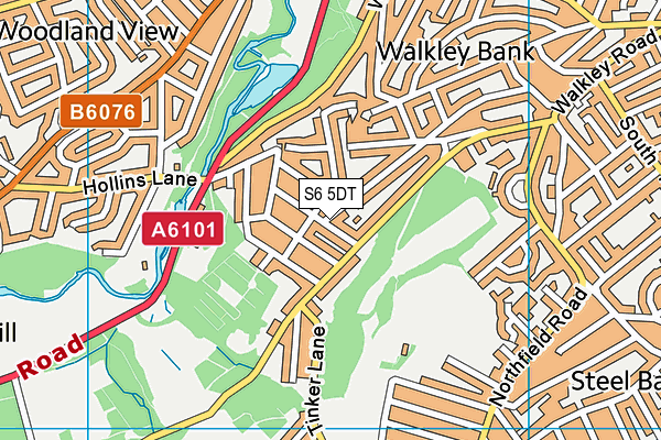 S6 5DT map - OS VectorMap District (Ordnance Survey)