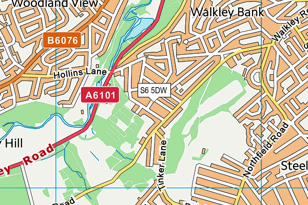 S6 5DW map - OS VectorMap District (Ordnance Survey)