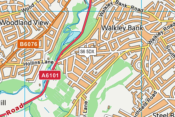 S6 5DX map - OS VectorMap District (Ordnance Survey)