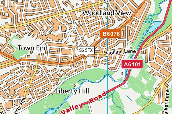 S6 5FX map - OS VectorMap District (Ordnance Survey)