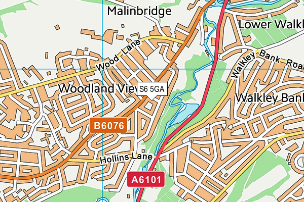 S6 5GA map - OS VectorMap District (Ordnance Survey)