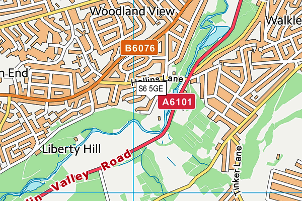 S6 5GE map - OS VectorMap District (Ordnance Survey)