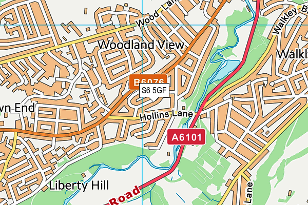 S6 5GF map - OS VectorMap District (Ordnance Survey)