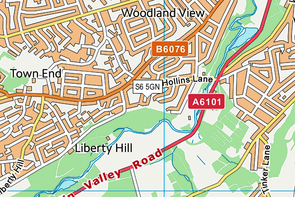 S6 5GN map - OS VectorMap District (Ordnance Survey)