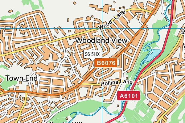 S6 5HX map - OS VectorMap District (Ordnance Survey)