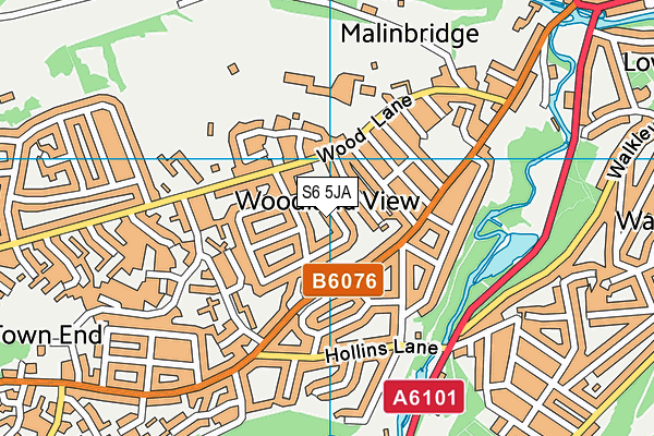 S6 5JA map - OS VectorMap District (Ordnance Survey)