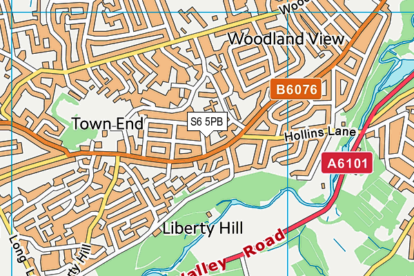 S6 5PB map - OS VectorMap District (Ordnance Survey)